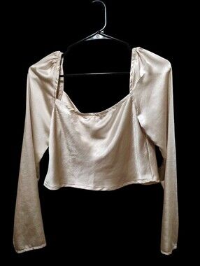Princess Polly Satin Long-Sleeve Crop Top